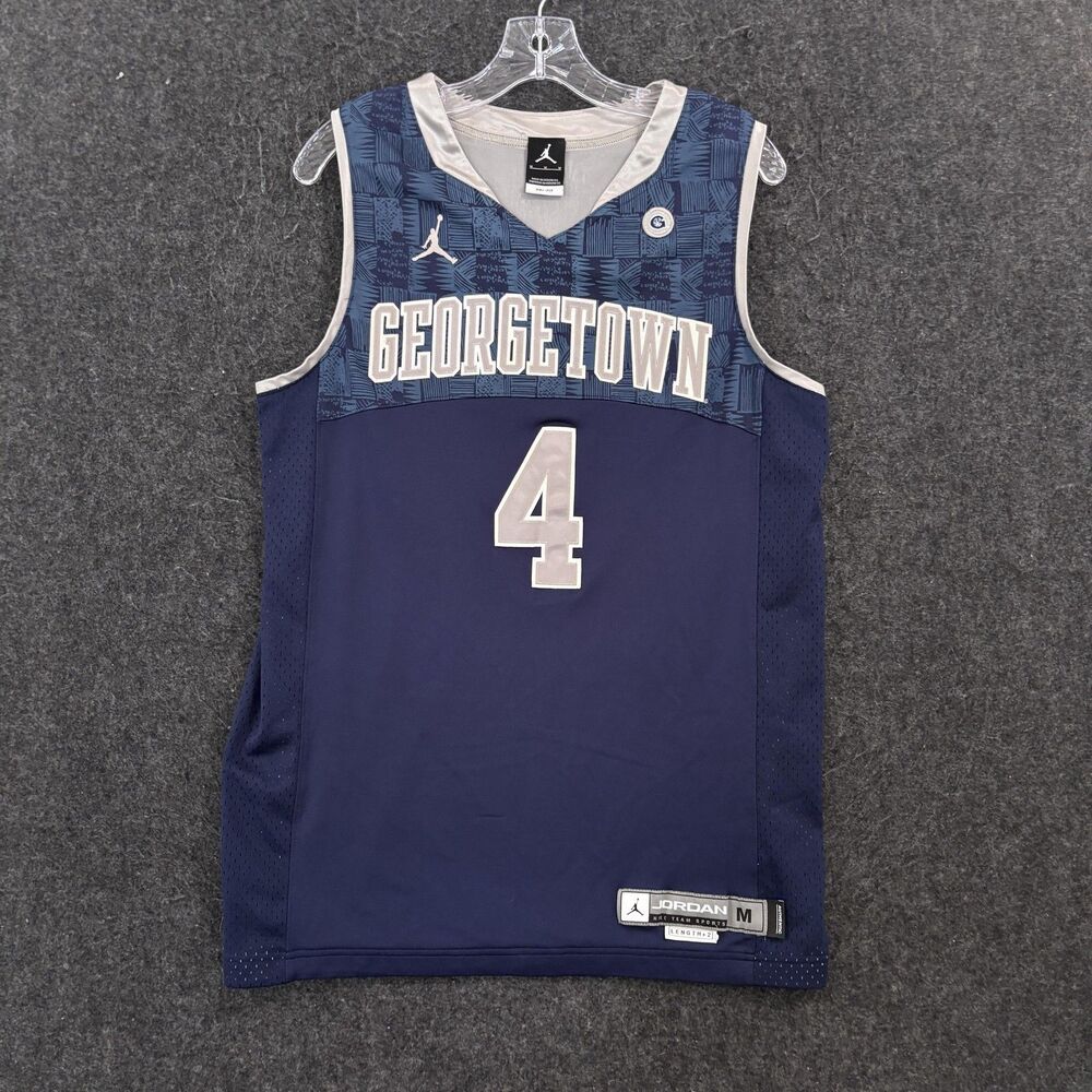 Georgetown Hoyas Basketball Jersey Men's Medium Navy Blue #4 Jordan Nike Dri-FIT
